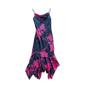 Vintage Y2K Women's Sheena‎ Cowl Neck Maxi Dress Size L 90s Romantic Dark